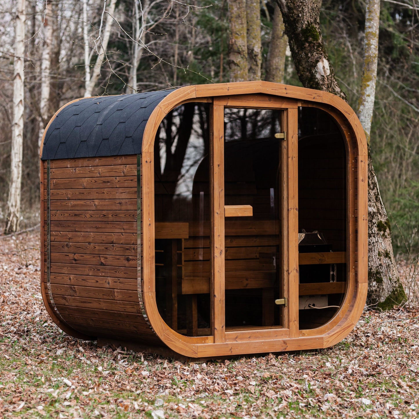 Handgefertigte Thermoholz-Sauna CUBE MINI DIY – 1,6 m