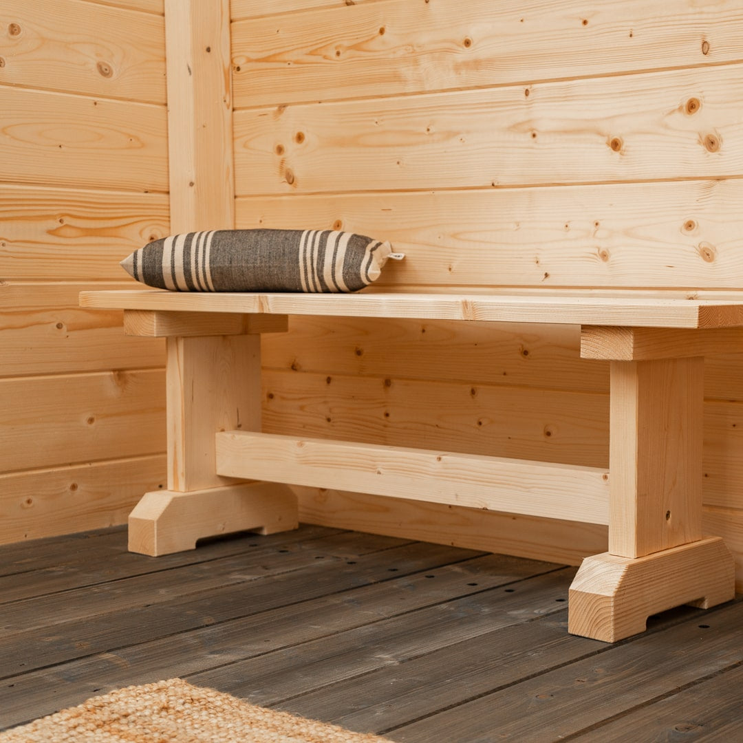 Classic wooden outdoor bather sauna cabin for authentic sauna sessions