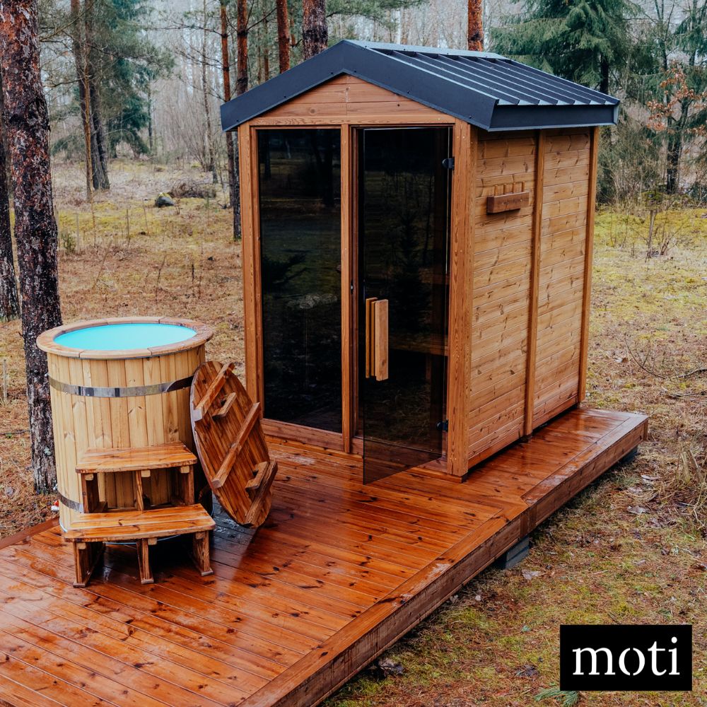 Outdoor sauna kit DIY made from Thermowood