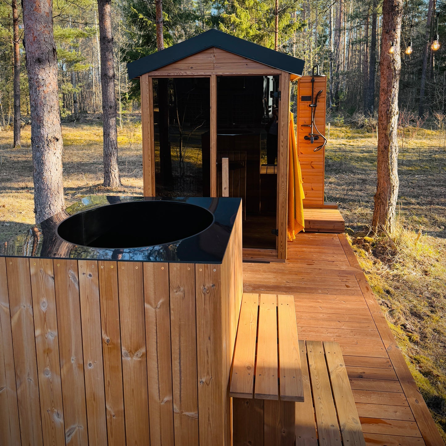 Compact Thermowood sauna kit DIY for outdoor use