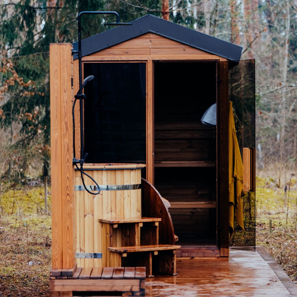 Handcrafted Thermowood DIY sauna for home wellness