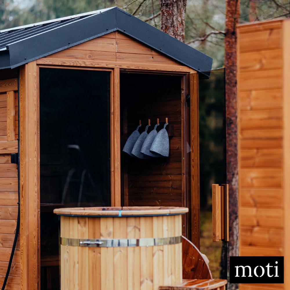 Handmade Thermowood sauna kit for outdoor use