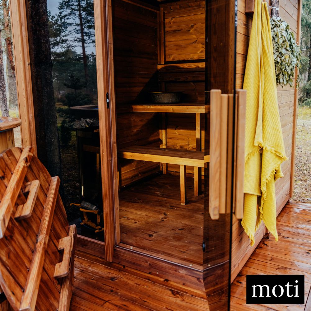 Scandinavian style DIY sauna made from Thermowood