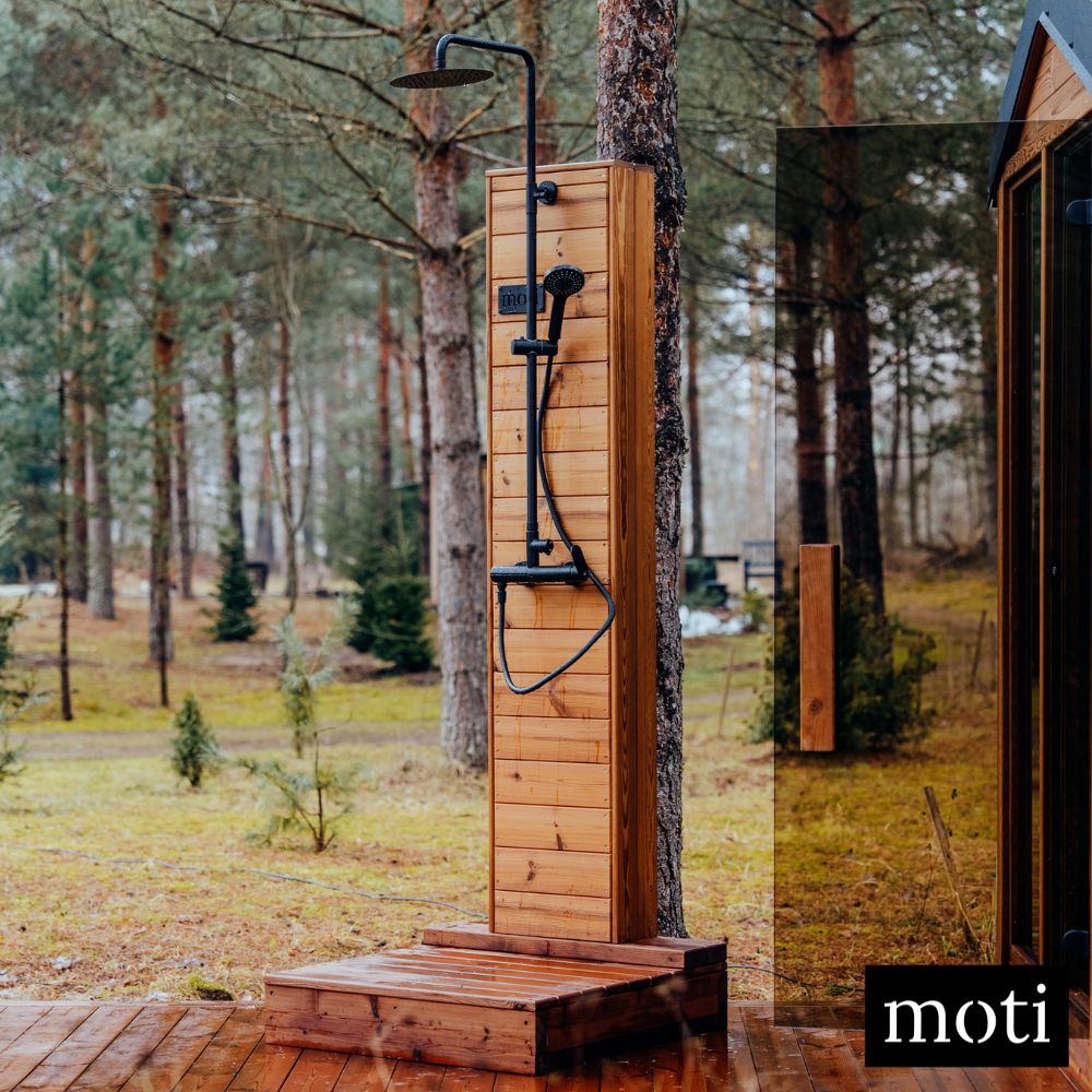 Premium outdoor sauna kit with Thermowood finish