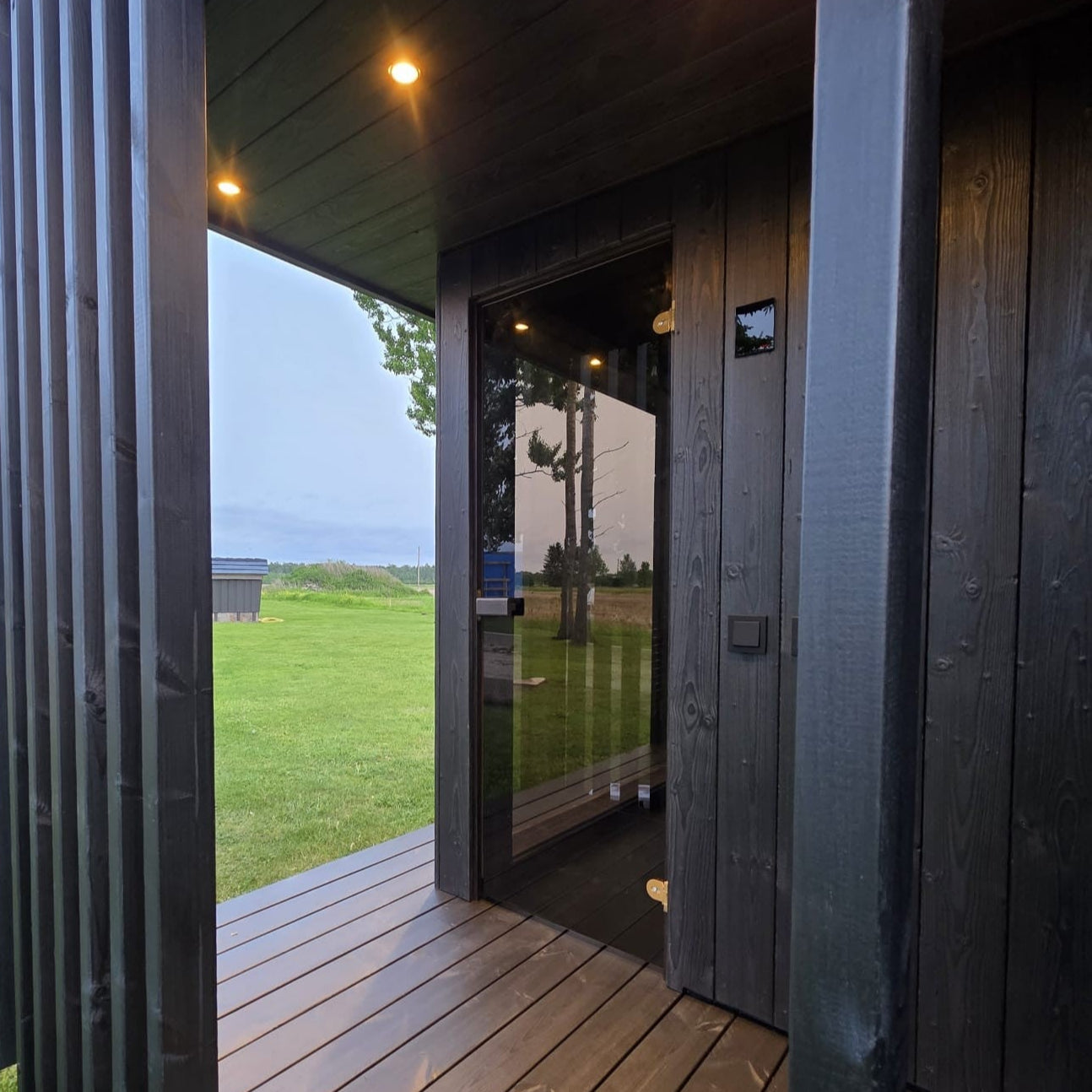 Premium luxury sauna cabin with glass panels and eco-friendly insulation