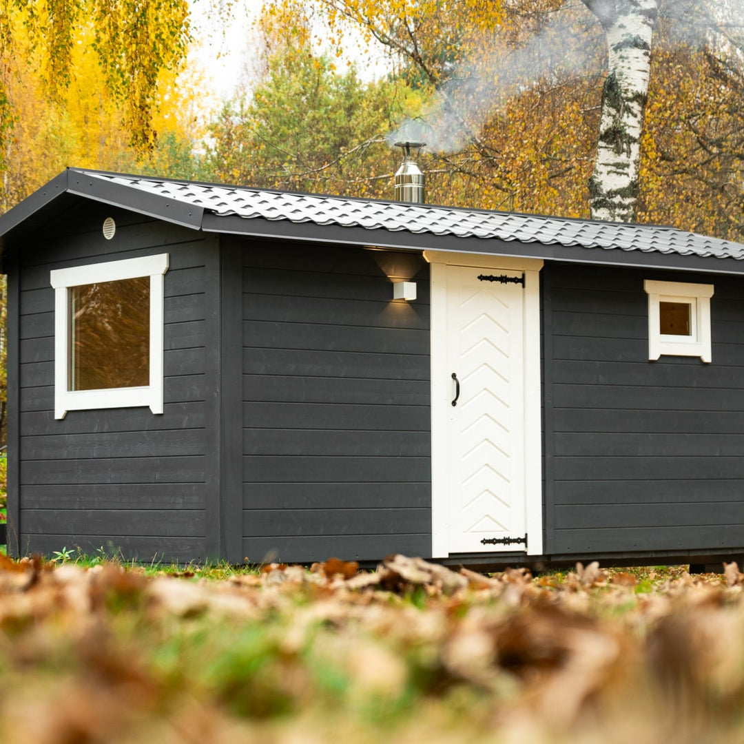 Premium outdoor bather sauna designed for private homes and wellness centers