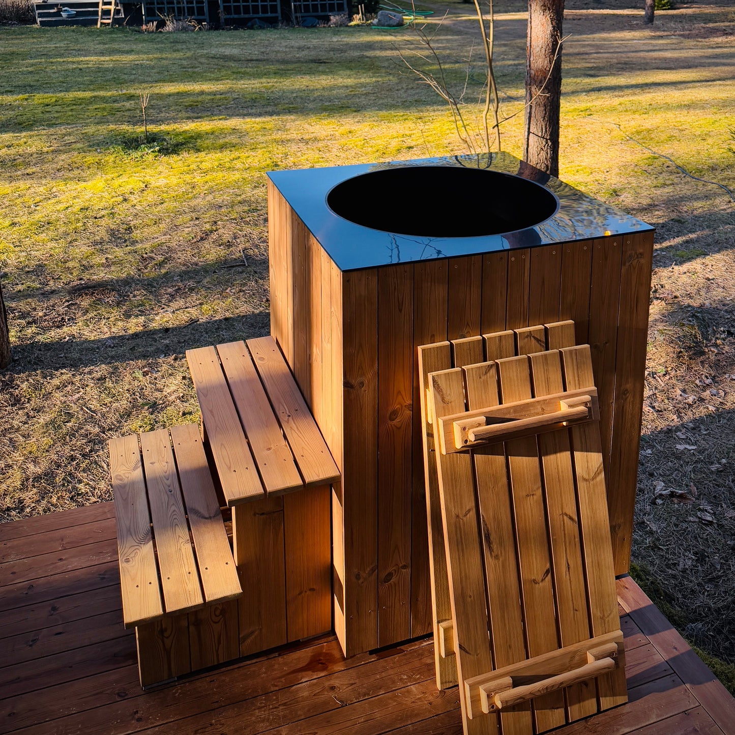 Handcrafted Thermowood DIY sauna for home spa use