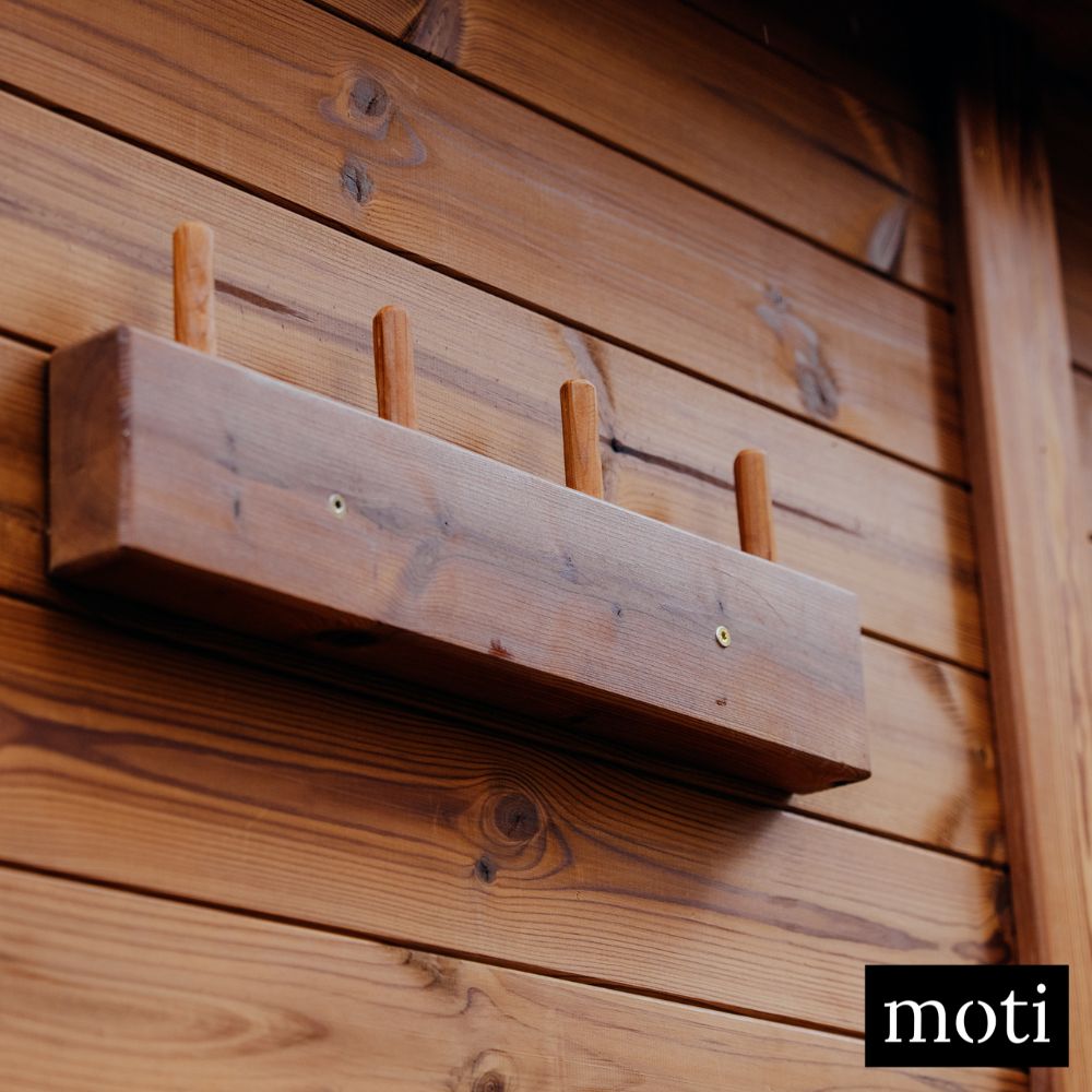 Outdoor DIY sauna kit with natural Thermowood finish
