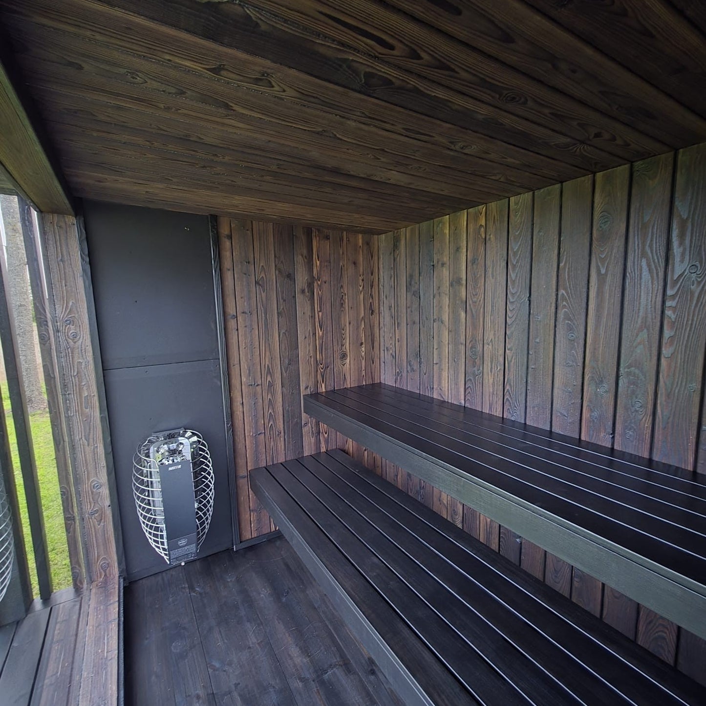 Premium luxury sauna cabin with glass panels and eco-friendly insulation