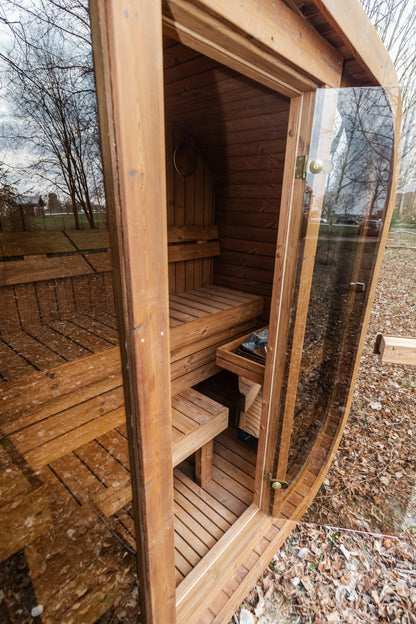 Handgefertigte Thermoholz-Sauna CUBE MINI DIY – 1,2 m