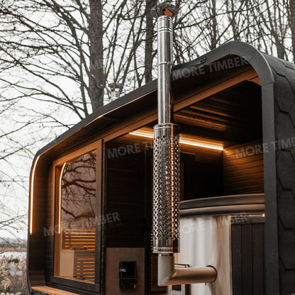 Mountain lodge sauna and hot tub overlooking valley
