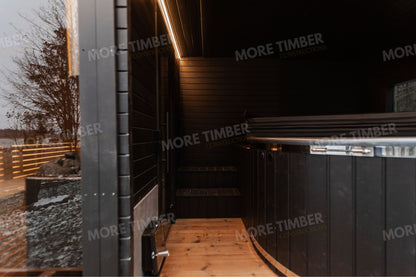 Sauna and hot tub ready for a relaxing spa session