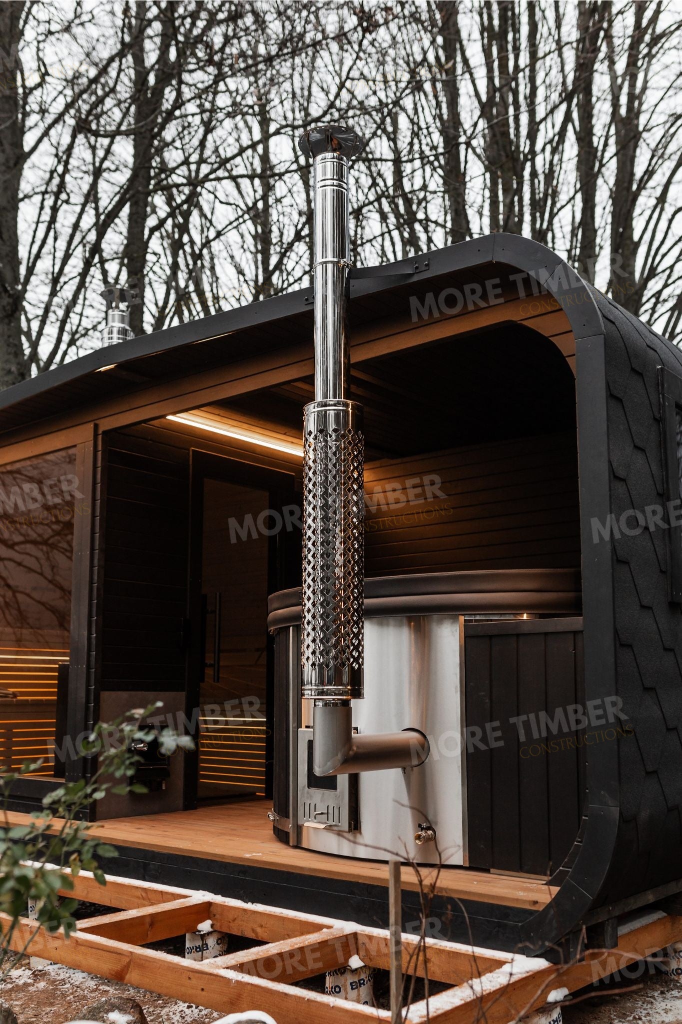 Sauna and hot tub ready for a relaxing spa session