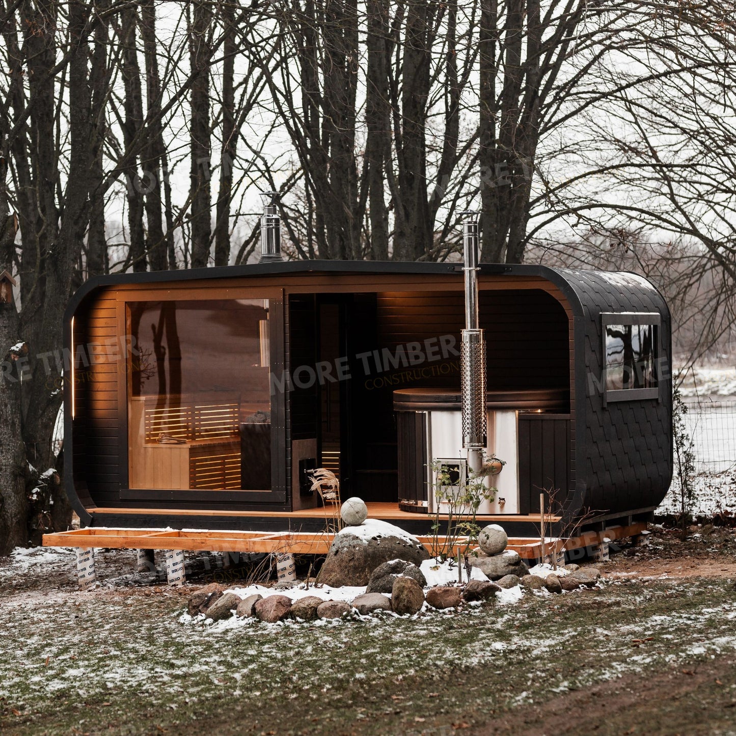 Luxury sauna and hot tub combination in wellness retreat
