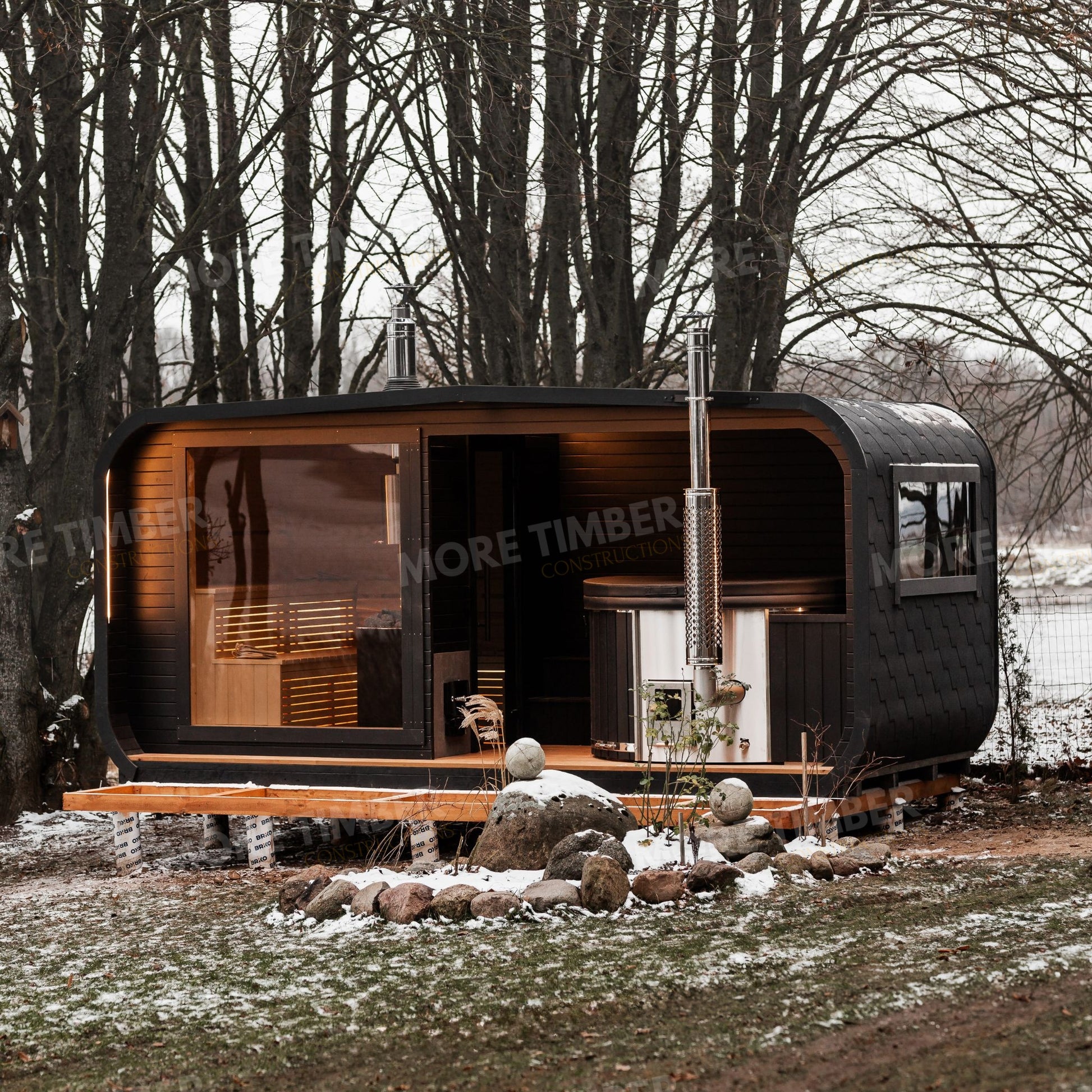 Luxury sauna and hot tub combination in wellness retreat
