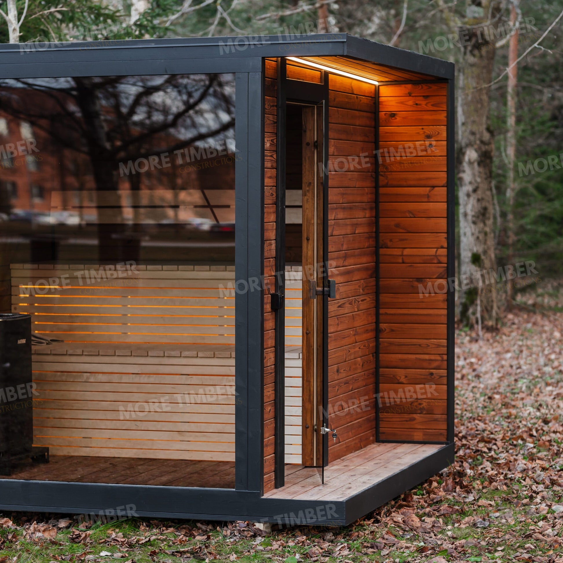 Private indoor sauna in a modern wellness space