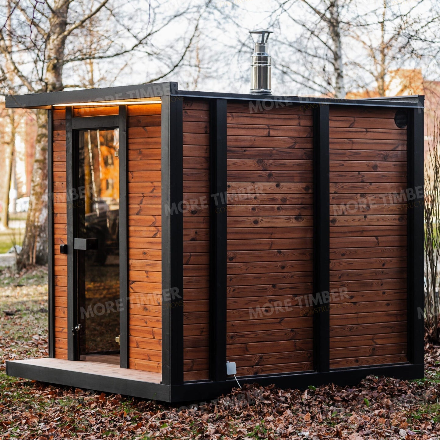 Home spa sauna with clean minimalist design