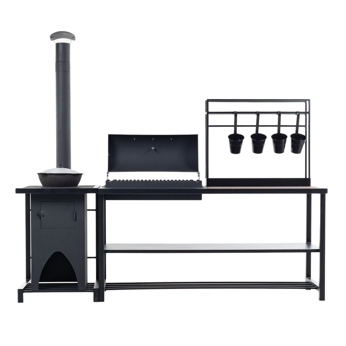 BBQ Grill with Cauldron Oven and Accessory Shelf GR301