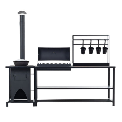 BBQ Grill with Cauldron Oven and Accessory Shelf GR301