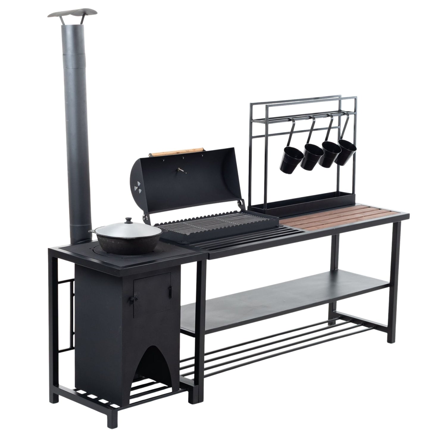 BBQ Grill with Cauldron Oven and Accessory Shelf GR301