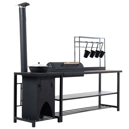 BBQ Grill with Cauldron Oven and Accessory Shelf GR301