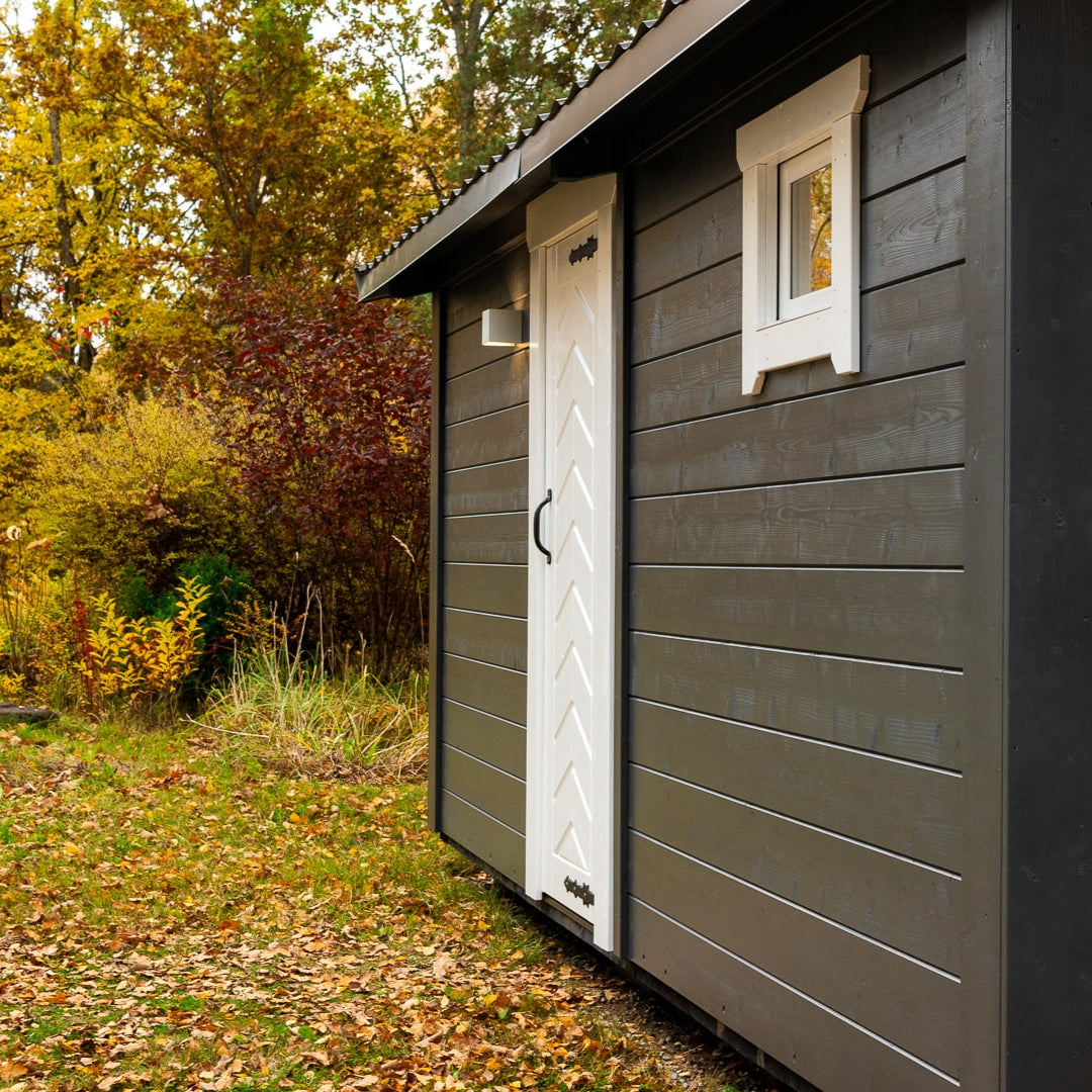 Classic wooden outdoor bather sauna cabin for authentic sauna sessions