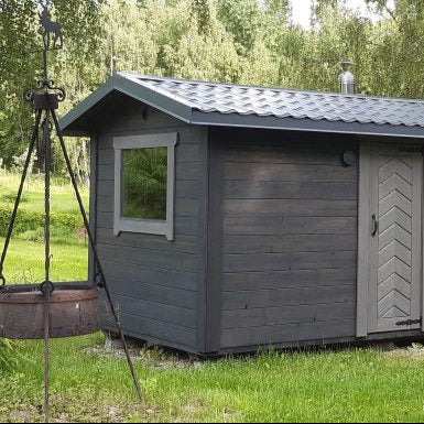 Premium outdoor bather sauna designed for private homes and wellness centers