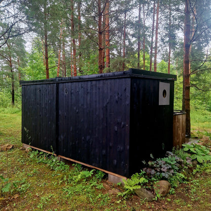 Handcrafted compact Thermowood outdoor sauna cabin