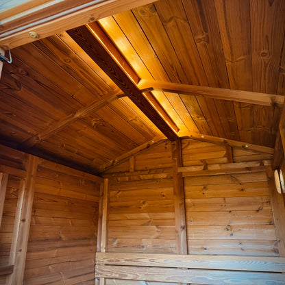 Compact DIY Thermowood sauna for garden installation