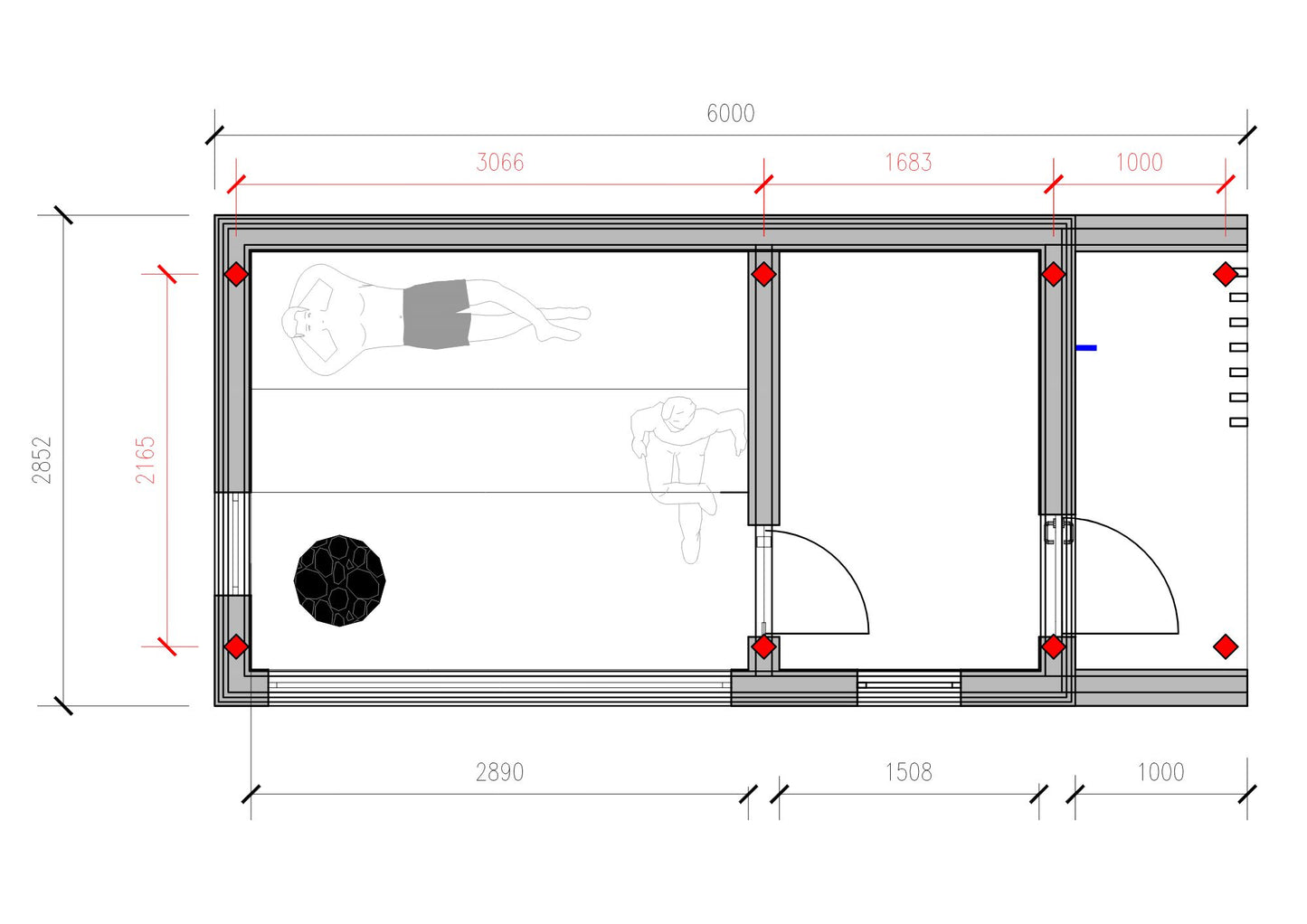 EPIC Barn PREMIUM PUBLIC Thermowood sauna house 6x2,8m