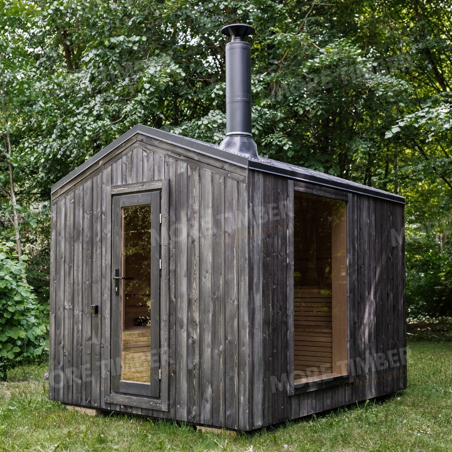 Relaxing spa sauna with soft golden glow