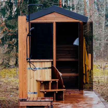 Handcrafted Thermowood DIY sauna for home wellness