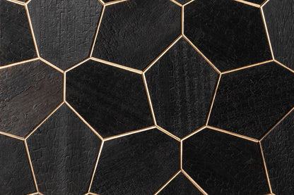 Decorative wall panel Hexagon Abachi Yakisugi (charcoal)