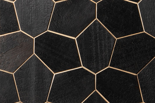 Decorative wall panel Hexagon Abachi Yakisugi (charcoal)
