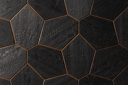 Decorative wall panel Hexagon thermo Abachi Yakisugi