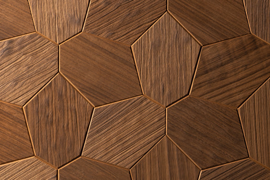 Decorative wall panel Hexagon thermo Abachi brushed Yakisugi