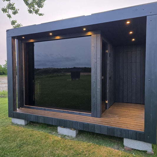 Luxury outdoor sauna for up to 6 people with modern handcrafted design