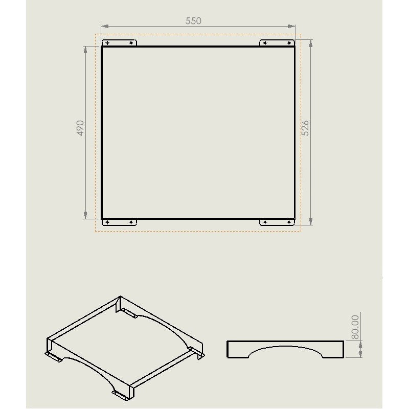 Sauna stove floor base 49x55cm