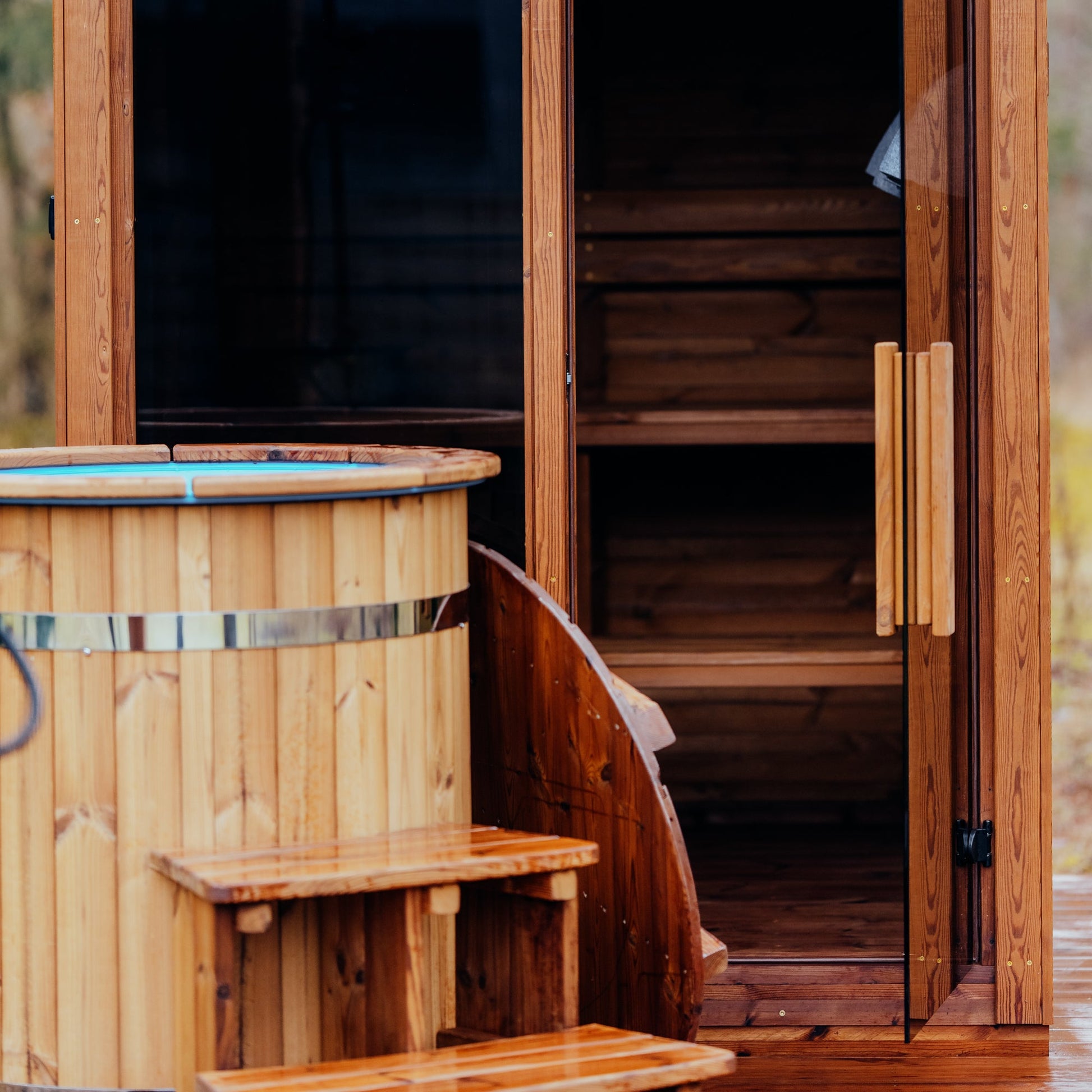 Outdoor round cold water plunge tub for home garden and spa use