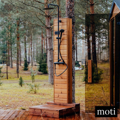 Premium outdoor sauna kit with Thermowood finish