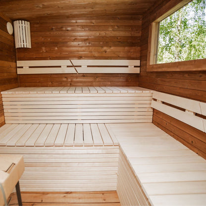 4-meter handcrafted outdoor sauna with spruce or thermowood siding