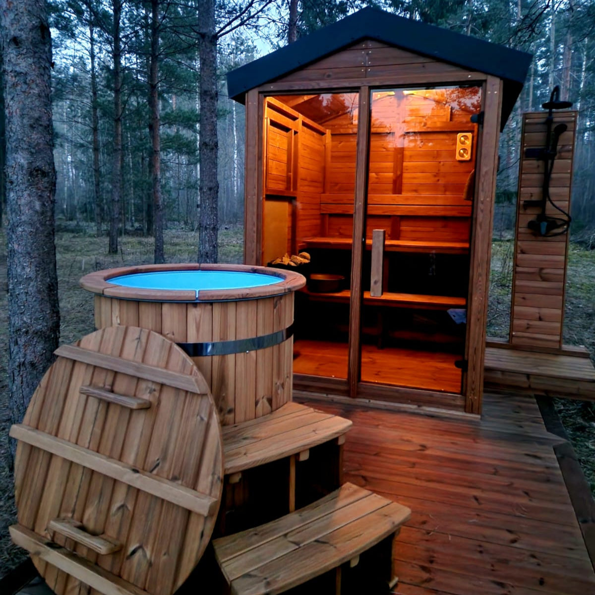 Compact Thermowood sauna kit for home and garden