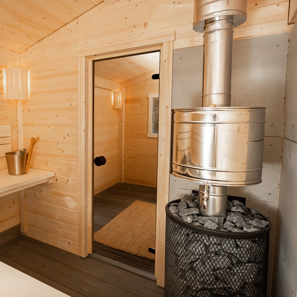 Handcrafted traditional bather sauna for outdoor relaxation and wellness