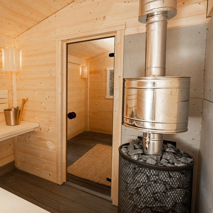 Handcrafted traditional bather sauna for outdoor relaxation and wellness