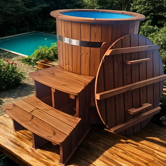 Thermowood "moti" round cold plunge tub / bath for cold water therapy / icebath Ø80cm.
