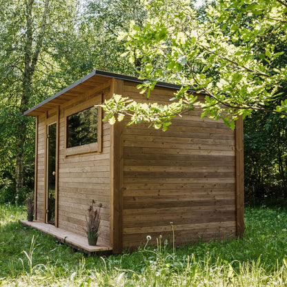 Pre-room interior finished with natural spruce paneling