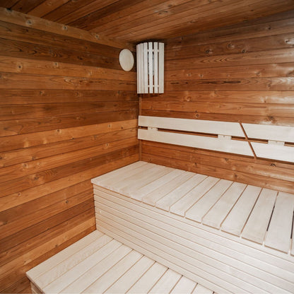 Tempered glass sauna door offering a modern, elegant look